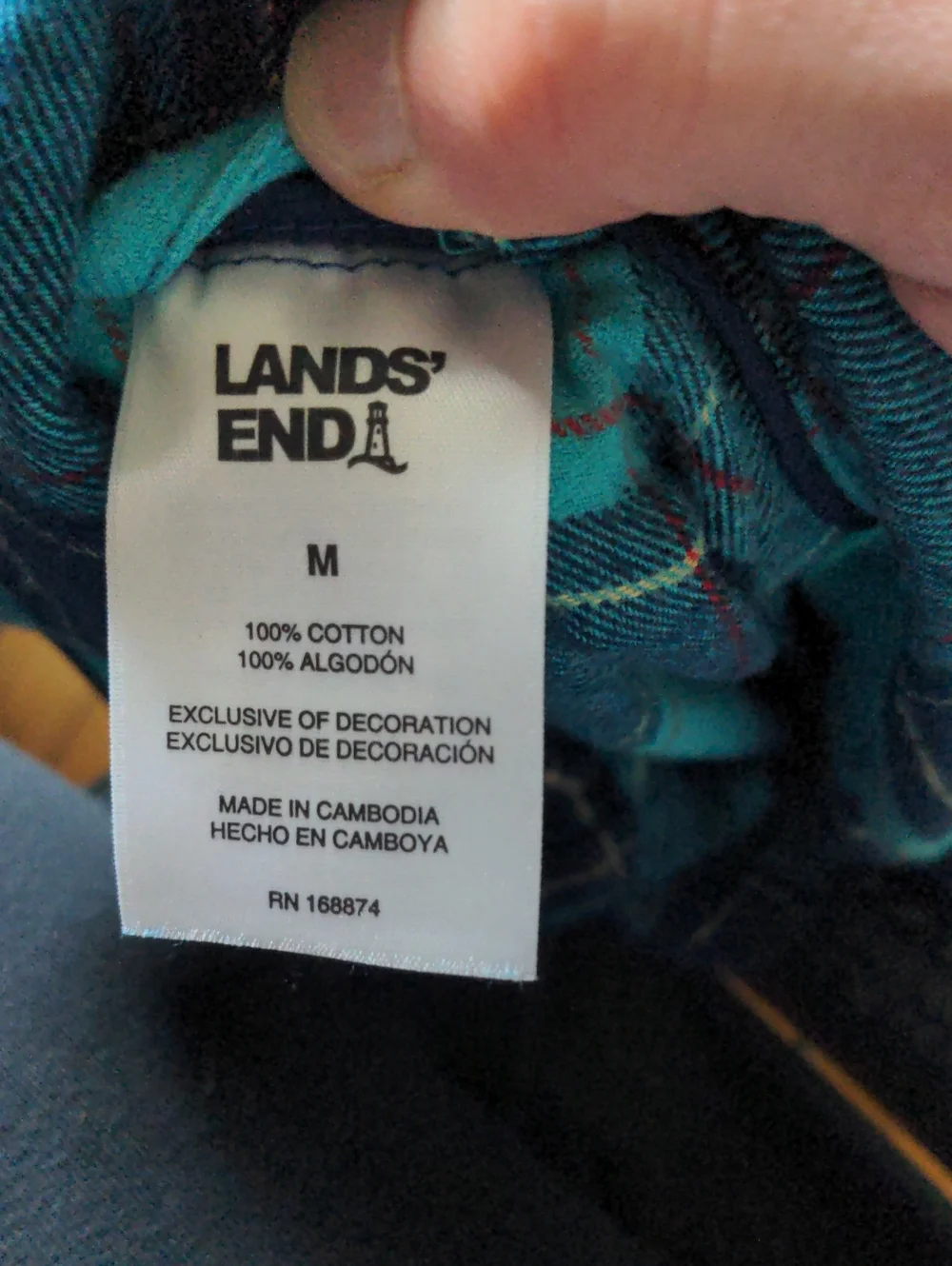 Lands' End Teal & Navy Plaid Women's Flannel Pajama Set